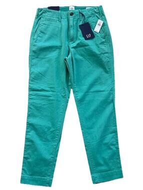 GAP High Rise Straight Khaki Chino Pants Womens 2 Ankle Turquoise Stretch NWT